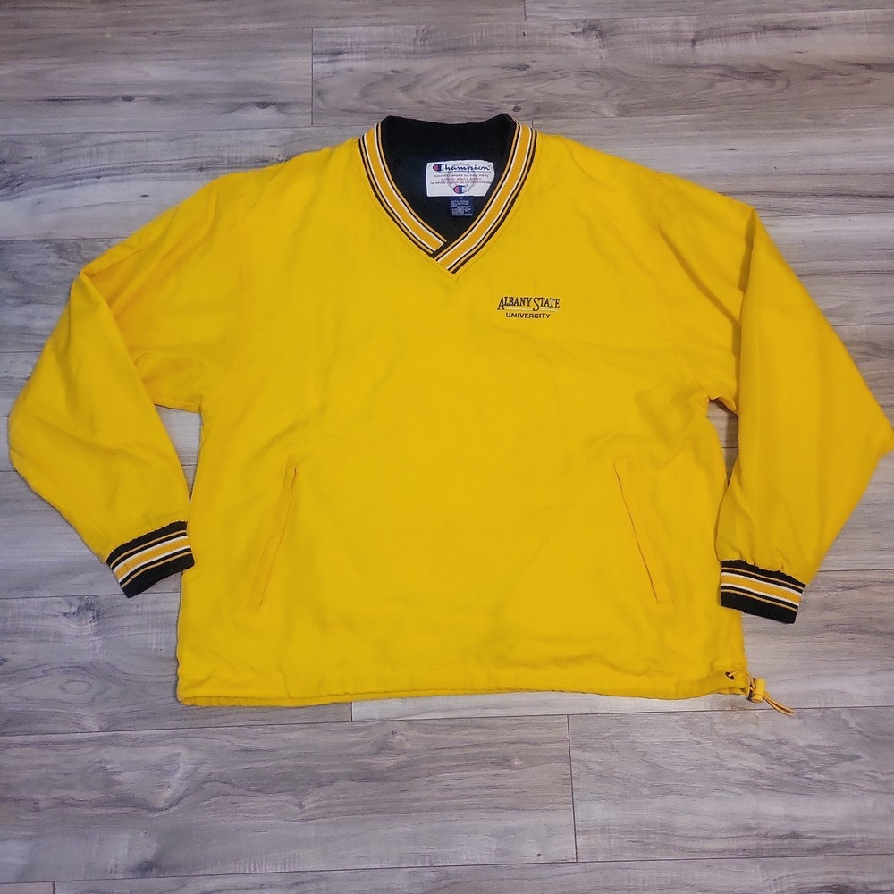 Vintage Albany State University Windbreaker Jacket L Yellow Pullover Champion